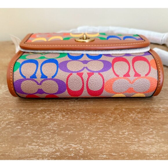 Nwt Coach Pride Kip Turnlock Crossbody In Rainbow Signature Canvas - Picture 6 of 8